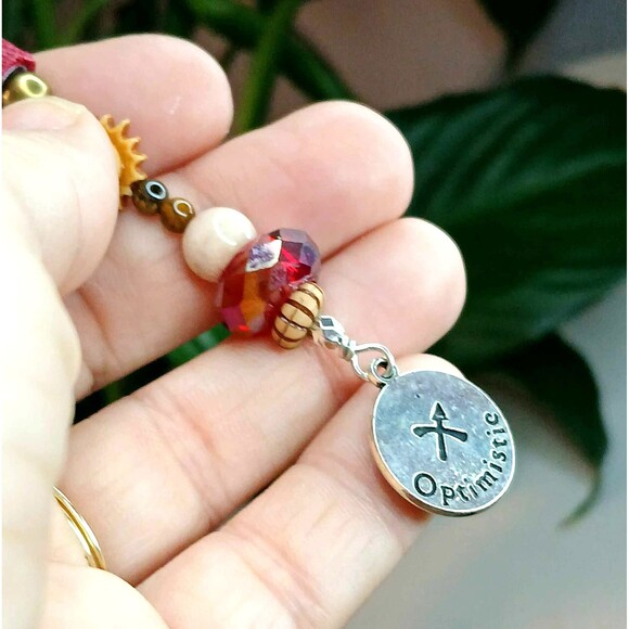 Sagittarius Beaded Key Chain, Zodiac Gemstone Crystal Bohemian - Picture 2 of 4